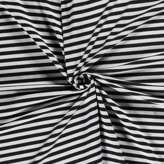 Baumwolljersey Stoff - 1cm Streifen in Schwarz Weiss