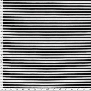 Baumwolljersey Stoff - 1cm Streifen in Schwarz Weiss