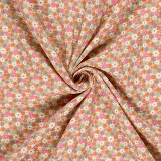 Musselin Stoff – Mille-Fleurs Blümchen in Rosa und Orange – Ansicht 3