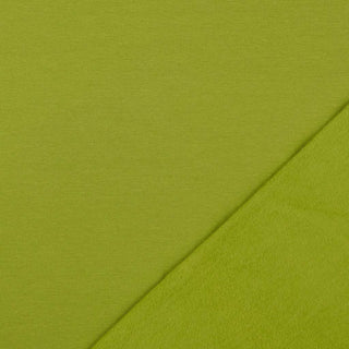 Sweat Stoff – Olivegrün kuschelig angeraut