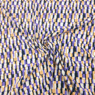 Viskose Stoff - Grafisches Muster im Lila & Skin Ton