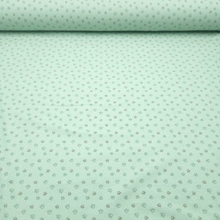 Baumwolljersey Stoff - Mintgrün mit Mini‑Blätter