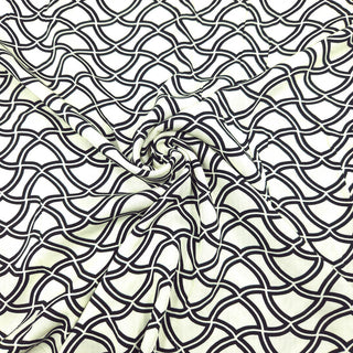 Viskosestoff Twill - Mit schwarz & weißer Geometrie