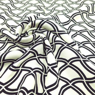 Viskosestoff Twill - Mit schwarz & weißer Geometrie