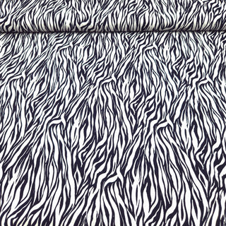 Viskosestoff -  Zebra Dunkelblau/Weiß