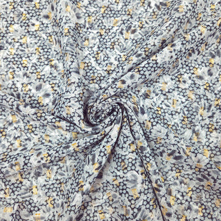 Chiffonstoff - Edles Muster in Schwarz & Gold