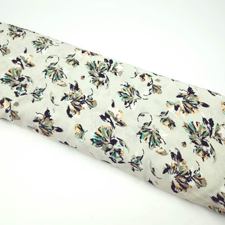 Viskose Stoff - Blumen Mint & Ocker