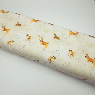 Baumwolljersey Stoff - Hunde auf Beige