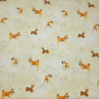 Baumwolljersey Stoff - Hunde auf Beige
