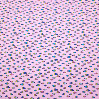Baumwolljersey Stoff - Mini-Fische auf Rosa