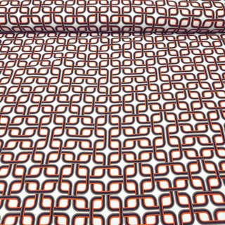 Viskose Stoff – Chain Orange/Creme