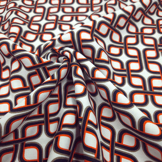 Viskose Stoff – Chain Orange/Creme