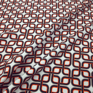 Viskose Stoff – Chain Orange/Creme