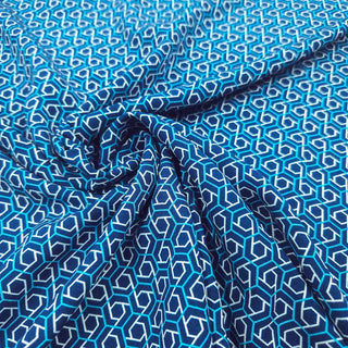 Viskose Stoff – Hexagon Petrolblau