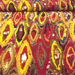 Viskose Stoff – Dynamische Muster in  Rot/Orange