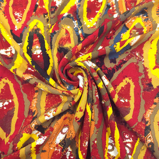 Viskose Stoff – Dynamische Muster in  Rot/Orange