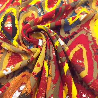 Viskose Stoff – Dynamische Muster in  Rot/Orange