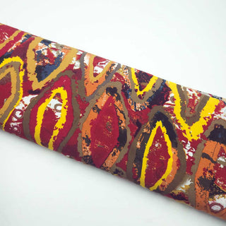 Viskose Stoff – Dynamische Muster in  Rot/Orange