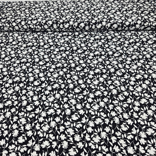 Viskose Stoff - Schwarz Weisse Blumen
