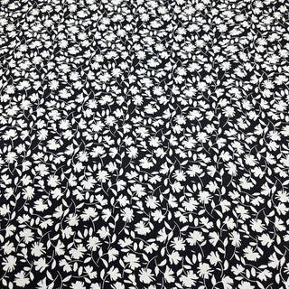 Viskose Stoff - Schwarz Weisse Blumen