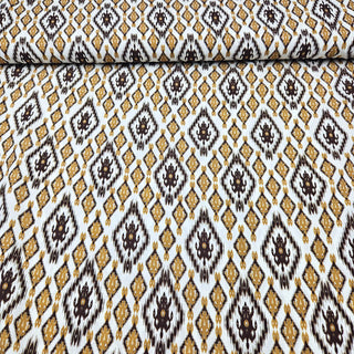 Viskose Stoff – Boho Diamant Creme/Curry