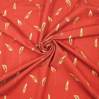 Baumwolljersey Stoff – Weizen auf Indian Red