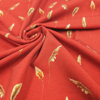 Baumwolljersey Stoff – Weizen auf Indian Red