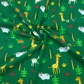 Baumwolljersey Stoff – Safari Tiere