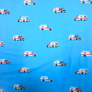 Baumwolljersey Stoff – Ambulanz Hellblau