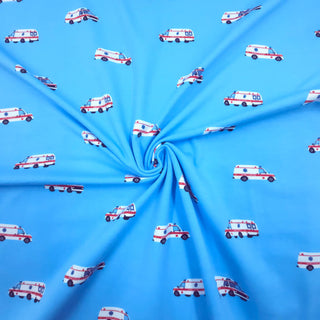 Baumwolljersey Stoff – Ambulanz Hellblau