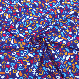 Baumwolljersey Stoff – Shapes Nachtblau