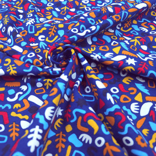 Baumwolljersey Stoff – Shapes Nachtblau