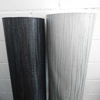 Französisches Kunstleder – Schwarz mit Glitzer & Längsstreifen