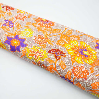 Baumwolljersey Stoff – Blumen in Orange