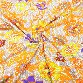 Baumwolljersey Stoff – Blumen in Orange