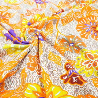 Baumwolljersey Stoff – Blumen in Orange