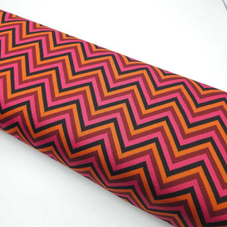 Strick Jacquard Stoff - Dynamischer ZickZack in Pink & Orange