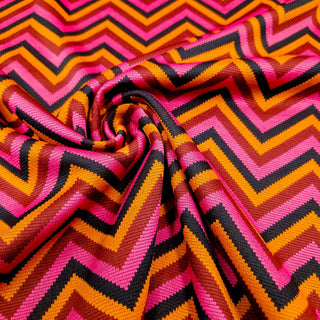 Stretch Jacquard Stoff Pink Orange ZickZack Stoffrestposten Schweiz
