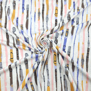 Viskosejersey Stoff – Paisley Blüten in Pink & Blau