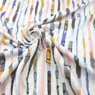 Viskosejersey Stoff – Paisley Blüten in Pink & Blau