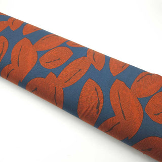 Viskosejersey Stoff – Blätter in Rost auf Petrol