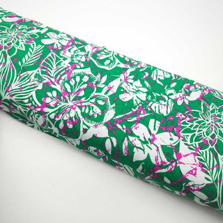 Viskosejersey Stoff – Floral Splash Grün mit Pink