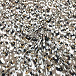 Viskosejersey Stoff – Animal Print Taupe