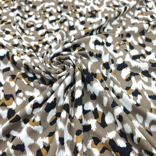 Viskosejersey Stoff – Animal Print Taupe