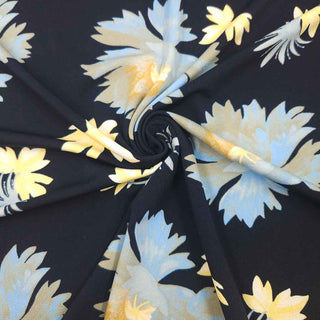 Blusenstoff – Elegante Blumen auf dunkelblau & Creme