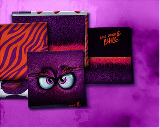 Samt Kissenpanel – Monsta Pillow in Lila & Orange Zebra von Thorsten Berger