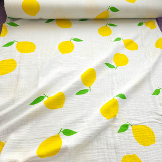 Musselin Stoff Sommer Zitronen Double Gauze