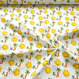 Musselin Stoff Kinder Sonne Palmen luftig weich