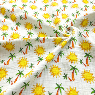 Musselin Stoff Kinder Sonne Palmen luftig weich