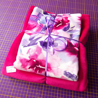 Stoffpaket - Aquarell-Blüten French Terry & Pink Frottee, je 1m